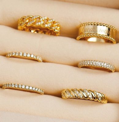Đánh tay Twist Classic 925 Sterling bạc nữ nhẫn đồ trang sức bọc bằng vàng 18K