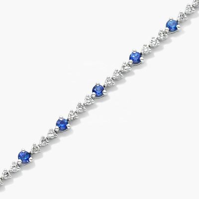 3MM White Zircon Ruby quần áo quần vợt vòng cắt Sterling bạc quần áo quần vợt