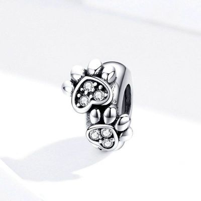 Bạch kim cubic Zircon dấu chân hình dạng hạt quyến rũ cho phụ nữ 925 Sterling bạc vòng tay quyến rũ