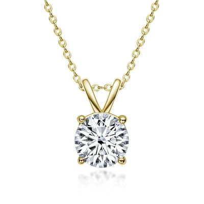 925 Sterling Silver Pendant cho các cô gái 18K vàng vàng tròn cắt Solitaire Stone quà tặng