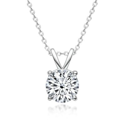 925 Sterling Silver Pendant cho các cô gái 18K vàng vàng tròn cắt Solitaire Stone quà tặng