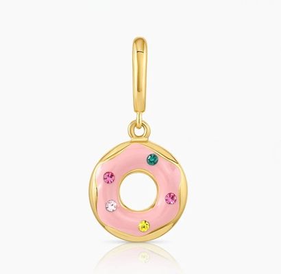 Vàng mạ thiết kế cầu vồng đầy màu sắc nhỏ màu hồng Donut Charm dây chuyền trong 925 Sterling bạc