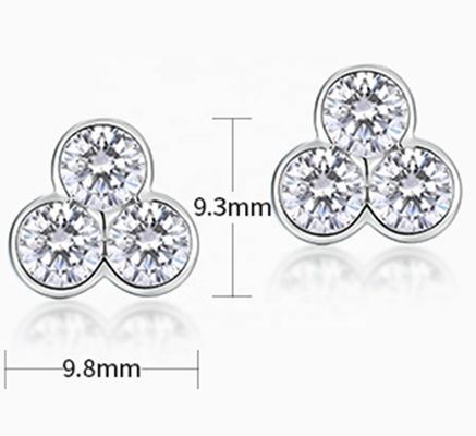S925 Bàn tai bằng bạc 3 viên đá với bọc rhodium cho phụ nữ và trẻ em gái đồ trang sức