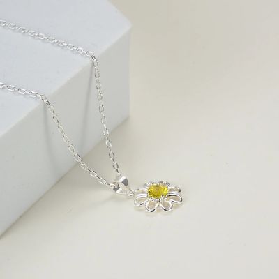 925 Sterling bạc hoa hướng dương dây chuyền trang sức thiết kế vàng cubic Zircon