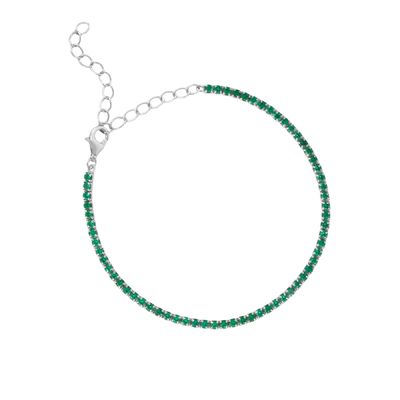 Vàng trắng bọc năm sinh nhật Ngọc lục bảo hình khối Zircon Đeo dây chuyền quần vợt điều chỉnh