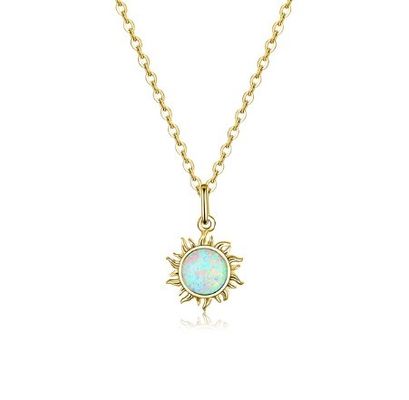 Hoa hướng dương Opal And Diamond Necklace 15MM Đàn bà Opal Necklace 45CM+5CM