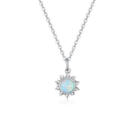 Hoa hướng dương Opal And Diamond Necklace 15MM Đàn bà Opal Necklace 45CM+5CM