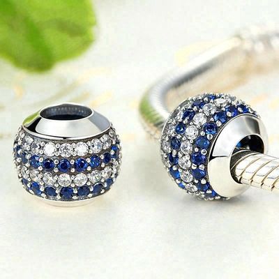 Phong cách Trắng và xanh CZ 925 Sterling bạc đồ trang sức làm phụ kiện