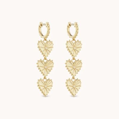 Tay làm 14K vàng mạ Dangle Multi Huggies trái tim Bắt tai hoàn hảo