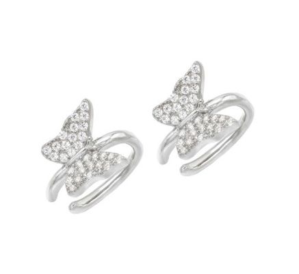 18K vàng bọc bông tai bướm với Micron Pave trắng CZ trang sức nữ thời trang