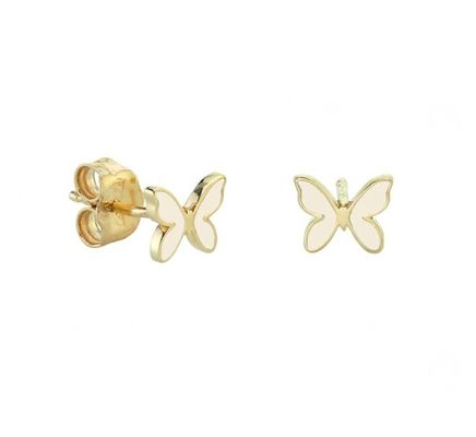Vòng tai nhỏ màu trắng nhôm bướm hình 925 Sterling bạc Stud với vận chuyển nhanh