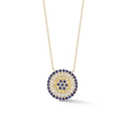 Vòng cổ màu xanh và trắng CZ hình tròn 925 Sterling bạc cho vẻ đẹp tuyệt đẹp của cô gái