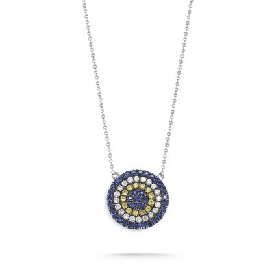 Vòng cổ màu xanh và trắng CZ hình tròn 925 Sterling bạc cho vẻ đẹp tuyệt đẹp của cô gái