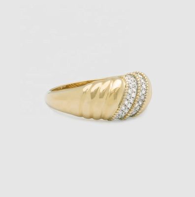 Platinum Plating Round Brilliant Cut Diamond Dome Ring Cho Phụ nữ đồ trang sức tốt OEM / ODM