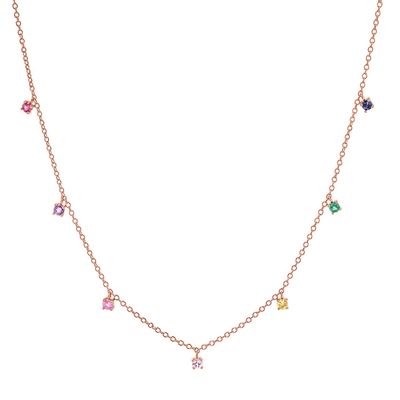 925 Silver Children's Necklace featuring Playful Rainbow Gemstone Zircon for Sparkle (Cây dây chuyền trẻ em bằng bạc 925 với hình cầu vồng vui vẻ)