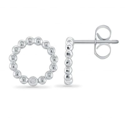925 Sterling bạc phụ nữ hình tròn Bezel thiết lập Solitaire Stud Bàn tai với tùy chỉnh tùy chọn kích thước
