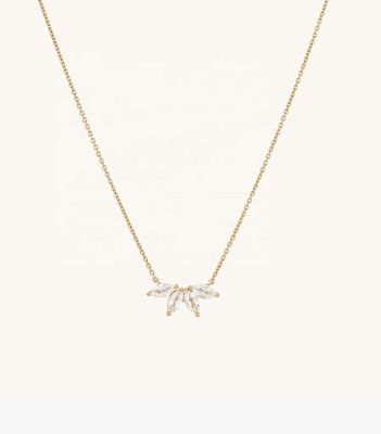 925 bạc 14K đeo vòng cổ 18 inch Marquise Topaz và kim cương trắng CZ