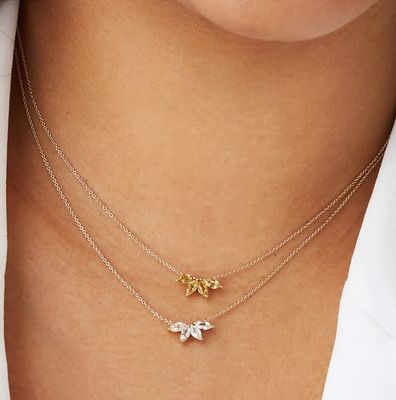 925 bạc 14K đeo vòng cổ 18 inch Marquise Topaz và kim cương trắng CZ