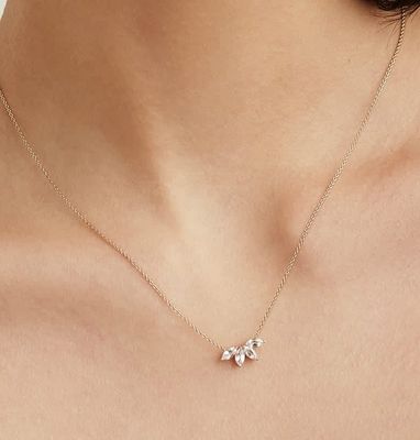 925 bạc 14K đeo vòng cổ 18 inch Marquise Topaz và kim cương trắng CZ