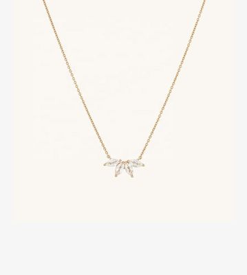 925 bạc 14K đeo vòng cổ 18 inch Marquise Topaz và kim cương trắng CZ