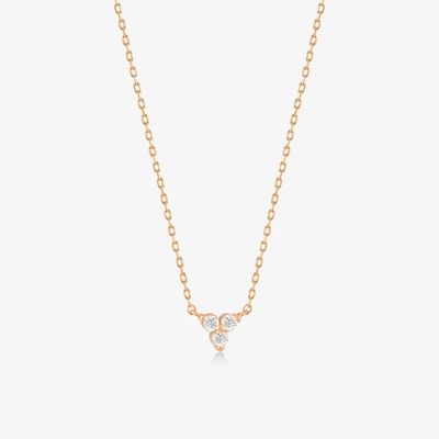 18K Gold Zircon Pendant Silver Chain Trio Diamond Cubic Zircon Necklace
