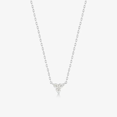 18K Gold Zircon Pendant Silver Chain Trio Diamond Cubic Zircon Necklace