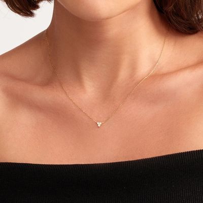 18K Gold Zircon Pendant Silver Chain Trio Diamond Cubic Zircon Necklace