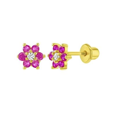 5MM 18k vàng bọc hoa bông tai trẻ em món quà hoàn hảo cho trẻ em trong 925 Sterling bạc