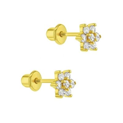 5MM 18k vàng bọc hoa bông tai trẻ em món quà hoàn hảo cho trẻ em trong 925 Sterling bạc
