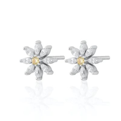 925 Sterling bạc 18K vàng bọc hoa thiết kế tai nghe Stud với cắt Marquise và đặt móng