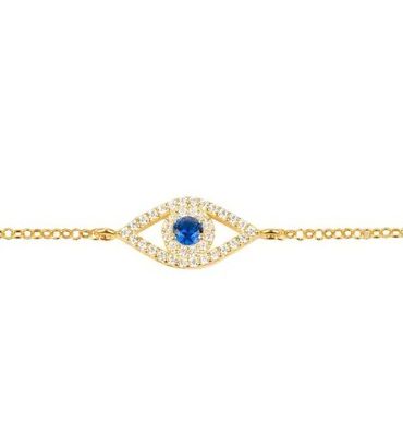 Rose Gold Thin Silver Chain Bracelet Màu trắng xanh CZ Eye 925 Sterling Silver