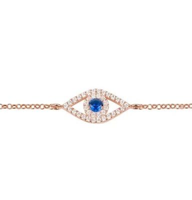 Rose Gold Thin Silver Chain Bracelet Màu trắng xanh CZ Eye 925 Sterling Silver