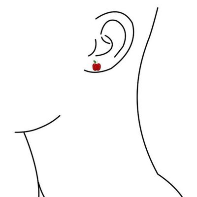 Bàn tai táo nhựa màu đỏ và xanh lá cây tuyệt vời cho bé gái trong 925 Sterling Silver