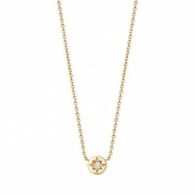 Vàng bọc 925 Sterling bạc Starburst kim cương đĩa dây chuyền dây chuyền đeo hàng ngày