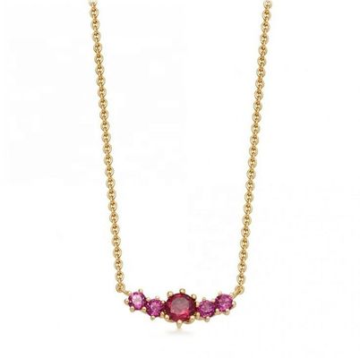 Dây chuyền đá quý Ruby mạ vàng 925 Sterling Silver kèm dây xích