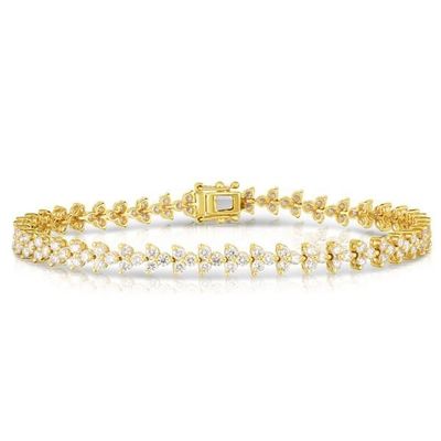 Thiết kế 18K vàng 925 Sterling bạc hoa quyến rũ phụ nữ quần vợt vòng tay với ZIRCON