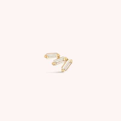 Ba màu trắng hình khối Zircon có sợi phẳng sau 925 Bàng tai bạc Sterling Express Shipping