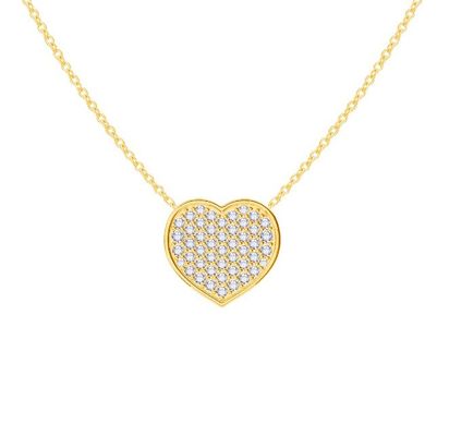 18" chuỗi dài cắt tròn kim cương 925 Sterling bạc trái tim dây chuyền vòng cổ cho phụ nữ