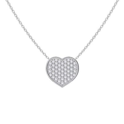 18" chuỗi dài cắt tròn kim cương 925 Sterling bạc trái tim dây chuyền vòng cổ cho phụ nữ