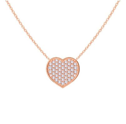 18" chuỗi dài cắt tròn kim cương 925 Sterling bạc trái tim dây chuyền vòng cổ cho phụ nữ