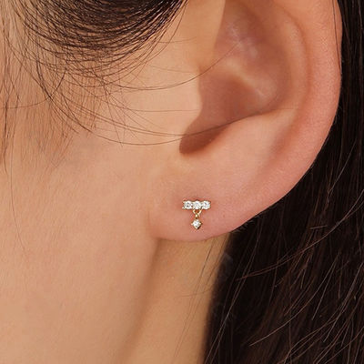 Vàng bọc 2022 Minialist Stud Bàn tai cho phụ nữ trong 925 Sterling bạc tùy chỉnh