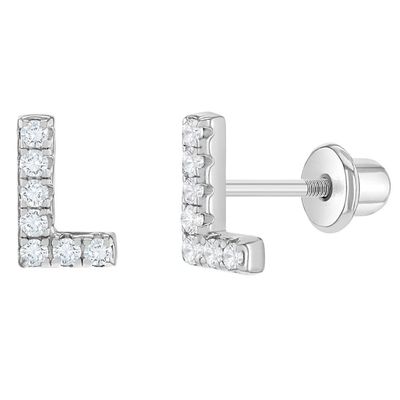 Vàng CZ chữ cái Stud tai nghe Micron Pave Custom chữ cái tai nghe