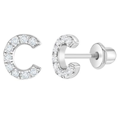 Vàng CZ chữ cái Stud tai nghe Micron Pave Custom chữ cái tai nghe