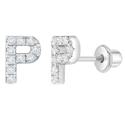 Vàng CZ chữ cái Stud tai nghe Micron Pave Custom chữ cái tai nghe
