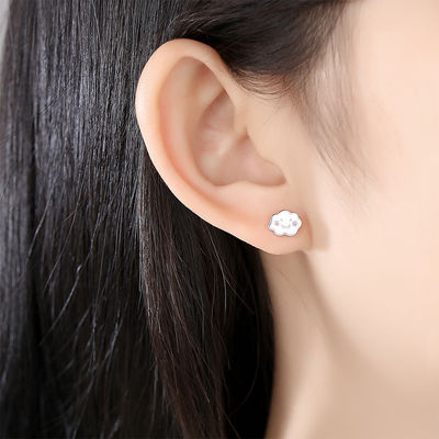 Rhodium Plated 925 Clouds Silver Enamel Stud Bàn tai cho trẻ em