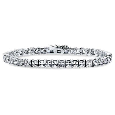 Unisex làm bằng tay 18K vàng Hip Hop Băng cắt hình vuông Kim cương CZ 925 Sterling bạc xếp chồng quần vợt vòng tay