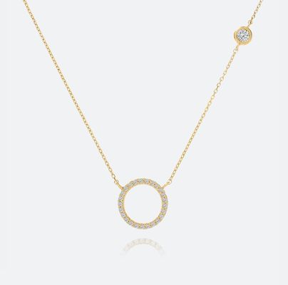 Vàng S925 Vàng vòng tròn dây chuyền CZ vòng cổ cho phụ nữ 925 Sterling bạc