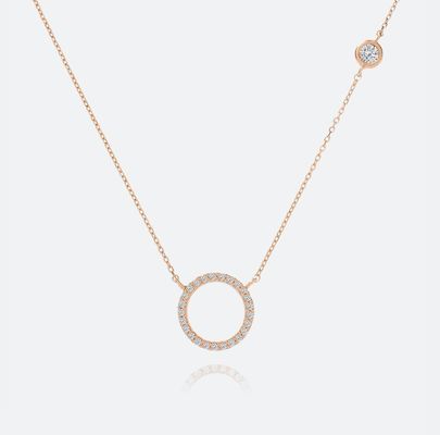 Vàng S925 Vàng vòng tròn dây chuyền CZ vòng cổ cho phụ nữ 925 Sterling bạc