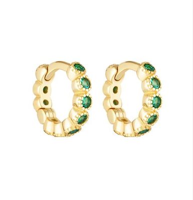 18K vàng bọc em bé Emerald CZ Huggie Băng tai cho cô gái đồ trang sức hàng ngày