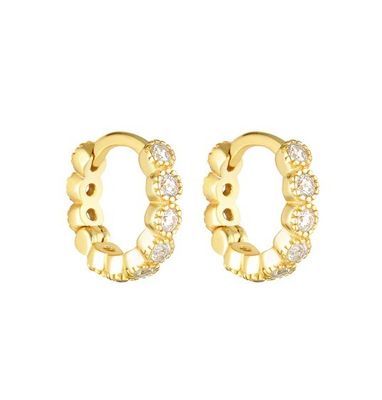 18K vàng bọc em bé Emerald CZ Huggie Băng tai cho cô gái đồ trang sức hàng ngày